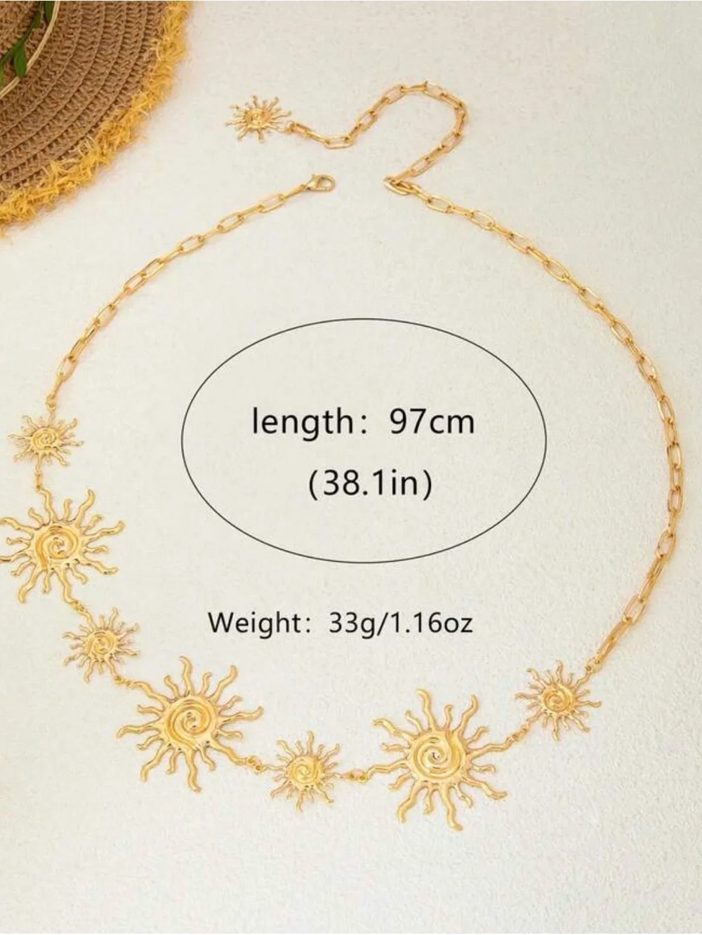 Gold Sunburst Chain Belt - Women's Accessory